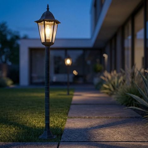 Lampadaire rustique lampadaire lampadaire éclairage spot extérieur IP44 ALU (1/5)