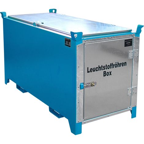 Bauer Leuchtstoffröhren-Box SL-D 200 nach ADR/RID 1.1.3.10c, Lichtblau mit verzinkter Tür und Deckel