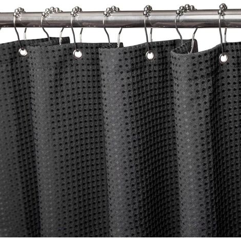 Shower curtain, mildew-resistant fabric - 182x182CM (black) Heavy-duty shower curtain with weighted hem