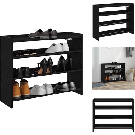 Schuhregal Schwarz 80x25x62 cm Holzwerkstoff - Schuhregal - Schuhregale - Schuhschrank - Schuhe Aufbewahrung (1/5)