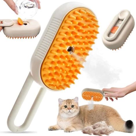 Brosse à Vapeur - Chat - 3 en 1 - Épilation - Massage - Nettoyage (1/4)