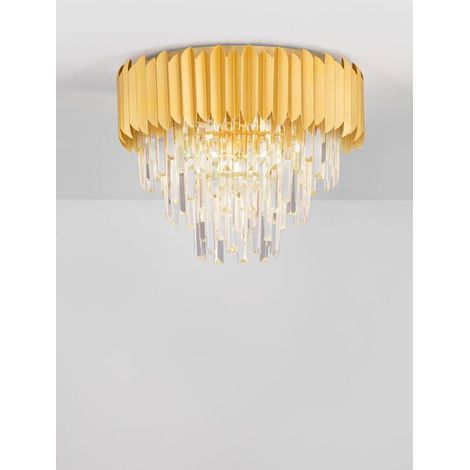 [NEUWERTIG] B-Ware Nova Luce Deckenleuchte Deckenlampe MAGNOLIA Gold E14 6-fach dimmbar Kristall (1/2)