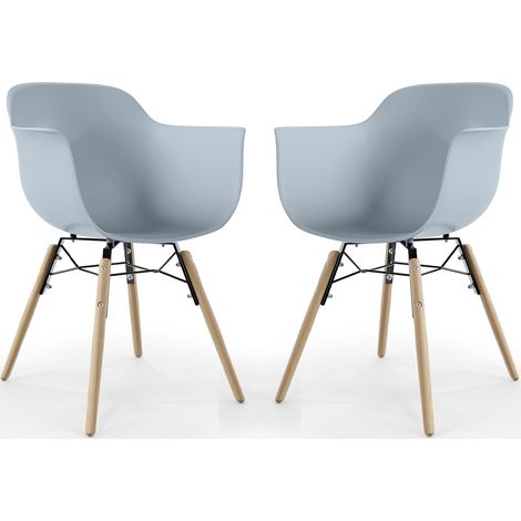 Dining Chair - Scandinavian Design - Wooden Legs - Pack of 2 - Nordika Light grey