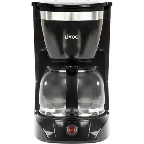 Cafetière électrique LIVOO DOD163N - finition Noir, capacité de 1.25L / 12 tasses, Verseuse en verre avec système anti-gouttes