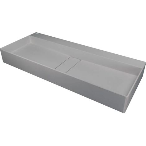 Lavabo in granito d'appoggio con copripiletta design finitura grigio metallizzato 80x40 cm - Blevo (1/5)