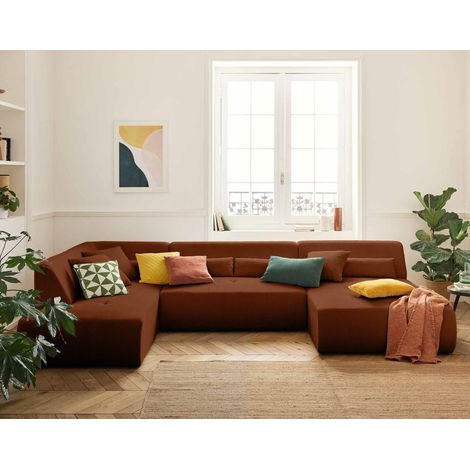 Onyx - modulares 7-sitzer wohnlandschaft links - cord - terrakotta