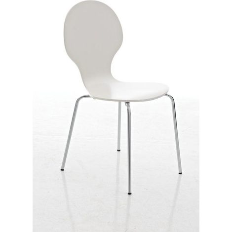 Silla apilable cocina comedor diseño moderno madera blanca 100000667 (1/3)
