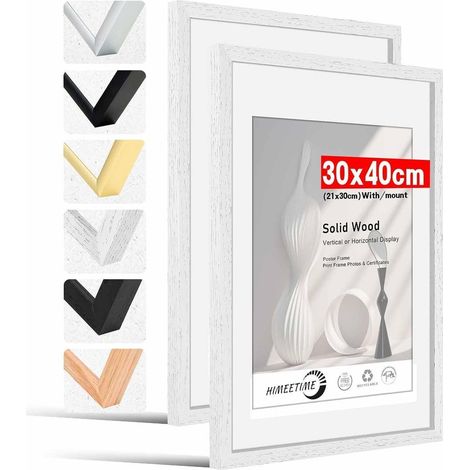Bilderrahmen 30x40cm Passepartout A4 Holz  Wei&xDF 30x40cm 2x (1/5)