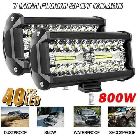 2PCS 800W Phare de Travail Carre a Leds DC 9V-30V Quad Camion Bateau Tracteur Offroad Imperméable (1/4)