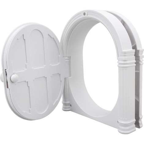 Porte pour chat 2 voies verrouillable, résistante aux intempéries, silencieuse, chatière pour chien, pour fenêtre mur intérieur extérieur, blanc, type 2 (1/5)