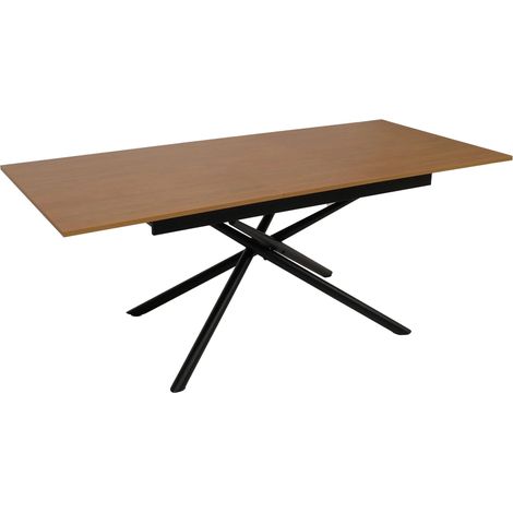 Table à manger extensible structure en fer et plateau MDF extensible 160–200 x 90 cm finition aspect noyer 040009289