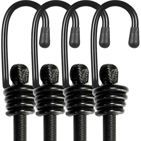 Cordones elásticos resistentes con ganchos, para uso exterior, sin olor, para asegurar velas y equipaje, 4 piezas, color negro (8 mm x 120 cm) (1/5)