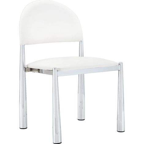 Set 2 sedie da pranzo moderne in PU bianco con schienale semicircolare e gambe in metallo (1/4)