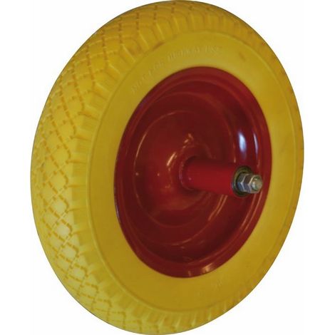 RUOTA PIENA GIALLA per CARRIOLA MAURER 350 mm ASSE150 mm