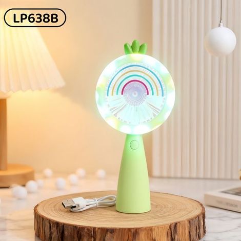 Ventilador infantil divertido - Recargable por USB - Con luz - Portátil y silencioso - Ventilador portátil LED verde B (1/5)