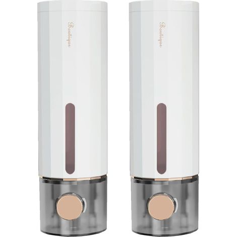 Distributeur de savon à fixation murale, 2 ensembles de distributeur de savon sans perçage 450 ml, distributeur de gel douche pour lavabo de salle de bain, avec fenêtre de visualisation transparente (1/5)