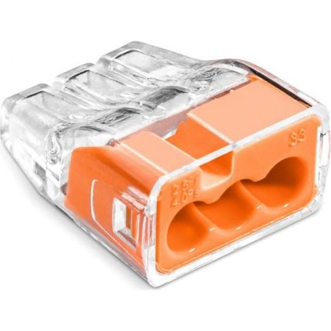 Conector r谩pido SCP3, ideal para conectar cables s贸lidos y multifilares, 3 polos, 4 mm, 32 A, 450 V, 88000008S /100 unidades/