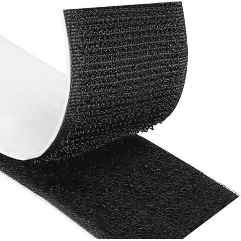 Bande Adhésive Agrippante Crochet et Boucle (50 mm x 5 m)  Ruban Adhésif Puissant pour Fixation sur Surface Lisse, Noire  Pour Organisation DIY Sans Boulons ni Colle (1/4)