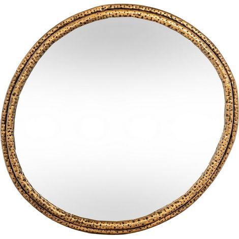 Nahla Medium Mirror with Dimpled Frame - Glass - L4 x W78 x H73 cm - Gold