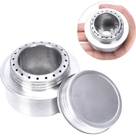 Réchaud de camping, de randonnée et de pique-nique, ultraléger, avec couvercle, en alliage d'aluminium, pour réchaud à alcool, adaptateur pour mini-brûleur, réchaud de cuisine portable (1/4)