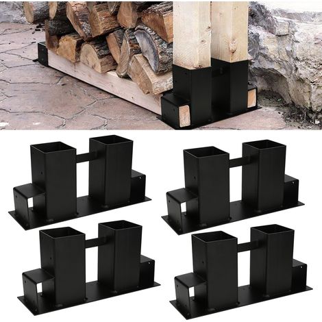 Randaco Supporto per accatastare la legna da ardere Nero 4x (1/5)