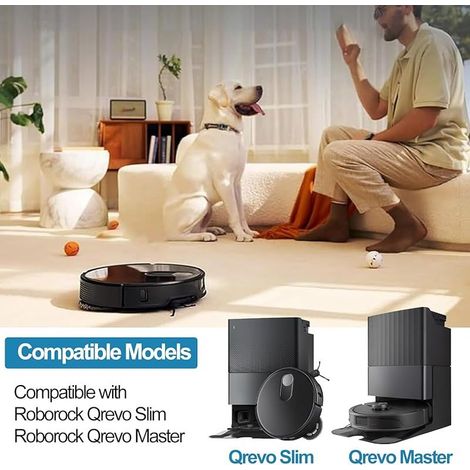 FOREHILL Set of 14 Accessories Compatible with Roborock Qrevo Slim\\/Qrevo Master Robot Vacuum Cleaners, 2 Main Brushes, 6 Side Brushes, 4 Filters, 1 Cleaning Brush, 1 Screwdriver (1/5)