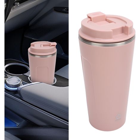 [Taza con agitador automático] Taza de café con agitador automático, recargable por USB, de acero inoxidable con tapa, rosa, 400 ml, para la oficina, el coche y el hogar. (1/5)