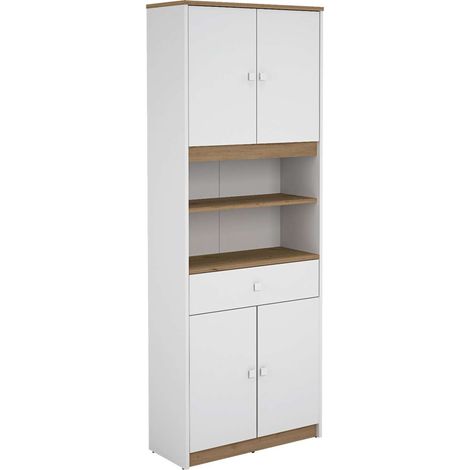 Armario multiusos tipo buffet 4 puertas acabado blanco/roble albar, 180cm(alto) 67cm(ancho) 31cm(largo) (1/2)