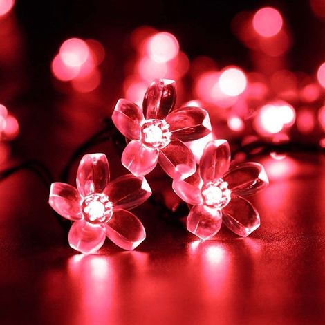 Guirlande Lumineuse Solaire - 7 M - 50 Led - Motif Fleurs De Pêcher - Pour Jardin Extérieur - 1 Pièce (1/5)