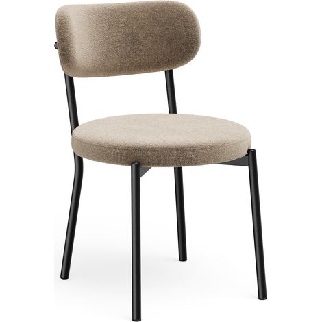 Lot de 2 chaises en tissu tramé toucher doux taupe BAILEY (1/5)