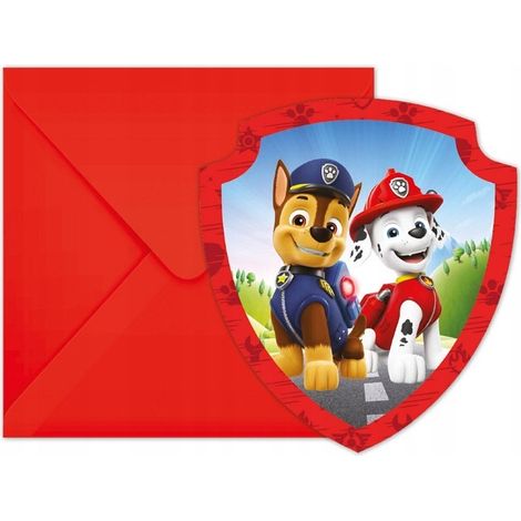 Invitations Pat' Patrouille avec enveloppes (6 pièces). (1/2)
