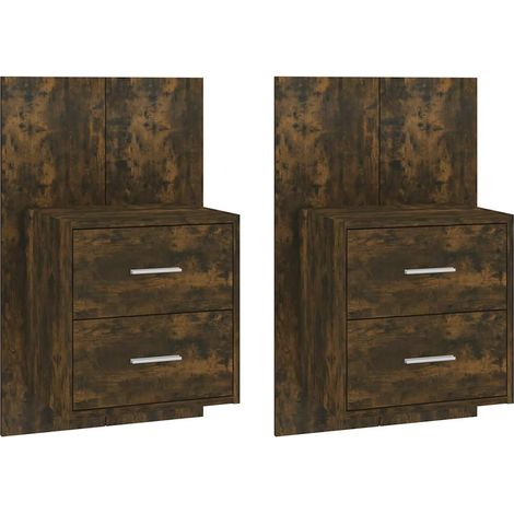 Maison Exclusive - Mesita de noche de pared 2 unidades color robl (1/5)
