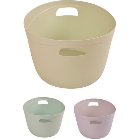 Cesta Multiusos 22L con Asas - Cesto de Plástico Ovalada (1/5)