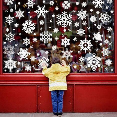 Autocollants de Fenêtre de Noël 235 Pcs Flocons de Neige Géants Autocollants de Fenêtre de Noël Scène de Noël Autocollants Réutilisables Autocollants de Fenêtre Amovibles pour les Décorations (1/5)