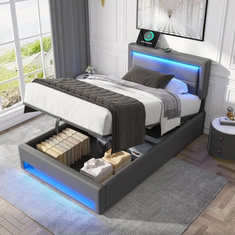 Tavolino da caffè 70x70x35 cm nero, vetro, LED, 3 cassetti, per piccoli salotti - CHICFURN (1/5)
