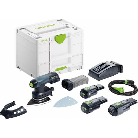 Levigatrice a delta DTSC 400 3.0 I-Set senza fi - FESTOOL - con 2 batterie da 18V 3,0 Ah - caricabatterie - Systainer -
