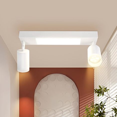 ZMH Deckenleuchte LED Deckenstrahler GU10 2 Flammig Lampe de plafond Blanche 3000k Blanc chaud 20W Lampe chambre à coucher Pivotant 350° Deckenspot Pour Cuisine Salle à manger Couloir Korridor (1/5)