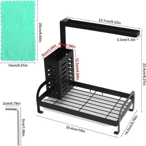 Organisateur d'évier de Cuisine, Rangement Evier Cuisine pour Détergent/Éponge/Cuillère, Support pour Éponge Cuisine avec Po (1/5)