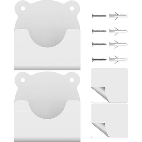 Lot 2 supports tringle douche adhésifs acrylique dessin animé blanc salle bain cuisine 8, 6 cm (1/5)