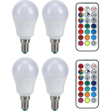 Ampoule LED RGB 45W Multicolore avec Télécommande - Éclairage Ambiance pour Chambre, Escalier, Bar - 85-265V (Culot E14, Blanc Chaud 3000K) (1/5)