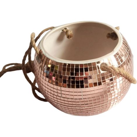 Paniers suspendus hydroponiques en céramique mosaïque colorée pour plantes succulentes, lot de 2 (1/5)
