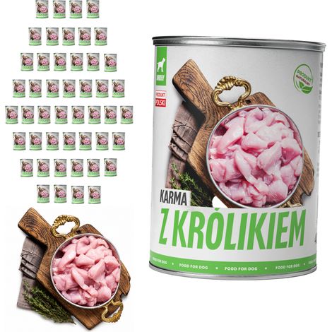 Comida húmeda para perros TufTuf, conejo, lata de 48 x 400 g, carne en conserva. (1/2)