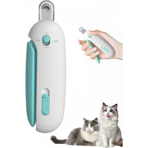Coupe-griffes réglable pour chats, coupe-griffes rond avec compartiment à poussière, outil de toilettage sûr (bleu) (1/5)