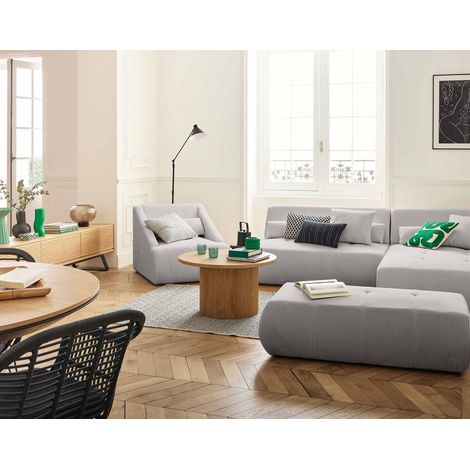 Onyx - 5-sitzer modulares ecksofa rechts - cord - hellgrau