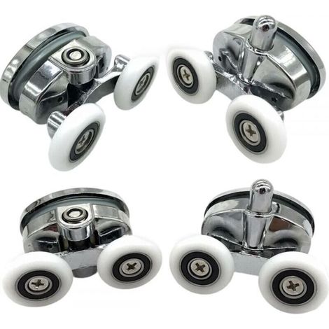 Set di 4 rulli per porta doccia - Due ruote - Ovali - Forma a farfalla (23 mm) - Crezuo (1/4)