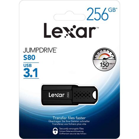 Lexar JumpDrive S80 USB-Stick 256 GB USB Typ-A 3.2 Gen 1 (3.1 Gen 1) Schwarz