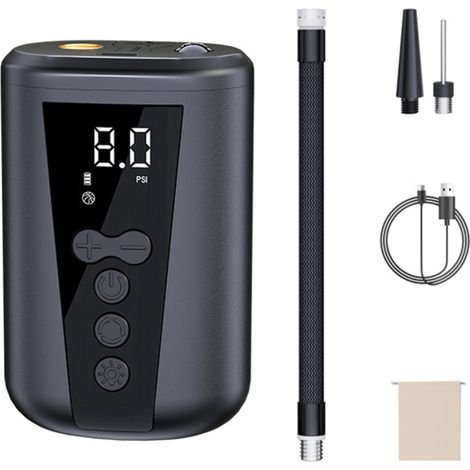 Pompe à ballon électrique portable avec écran LCD et aiguille pour ballons de volley-ball, football et autres sports. (1/5)