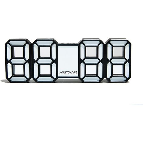Muitomas, Despertador Digital con Luces de Neón, Reloj de Pared o de Escritorio LED, Visualización Ajustable en Formato de 12/24 Horas, Entrada de CC 5 V/1 A, Color Blanco