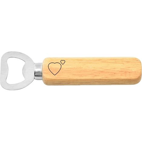 Apribottiglie per birra, testo personalizzato, manico in legno, 2 Love (1/2)