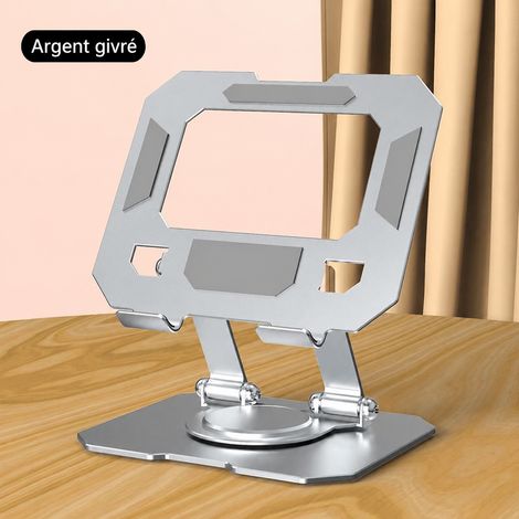 Support de bureau rotatif 360° pliable argenté pour tablette et ordinateur portable argent 16,7 × 14,3 × 2,9 cm 389 g – Livraison gratuite